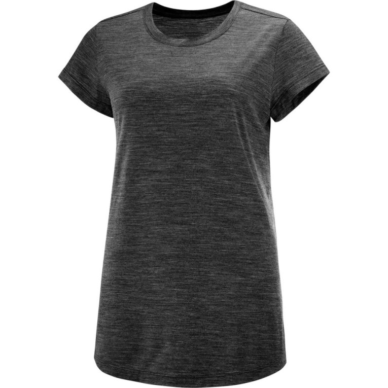 Camiseta Salomon Outlife Merino Blend Corta Sleeve Mujer Negros | MX BEWU685